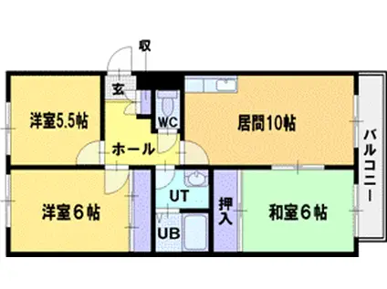 パスウェイ弐番館(3LDK/1階)の間取り写真