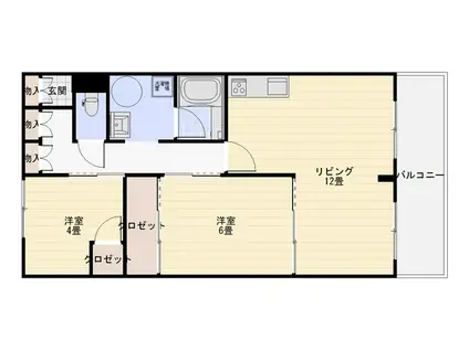 ハトヤ第15ビル(2LDK/8階)の間取り写真