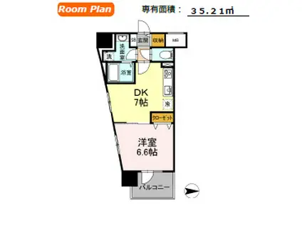 D-ROOM早稲田(1DK/2階)の間取り写真