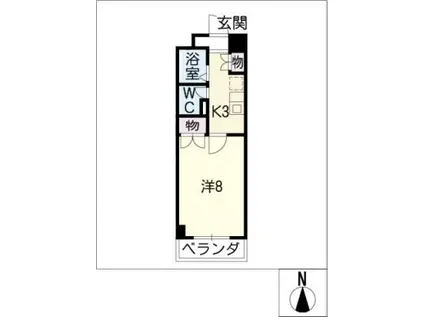 アセンド・コア(1K/4階)の間取り写真