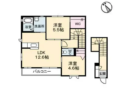 ピュアハーモニーB(2LDK/2階)の間取り写真