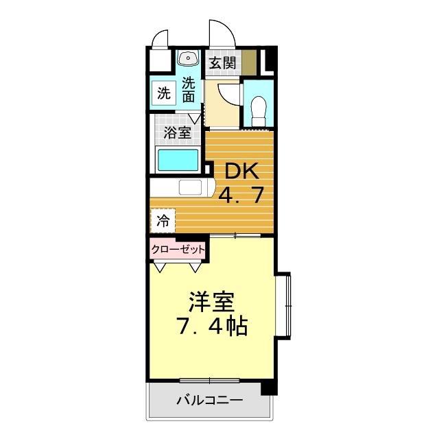 ドエルVII(1DK/2階)の間取り写真