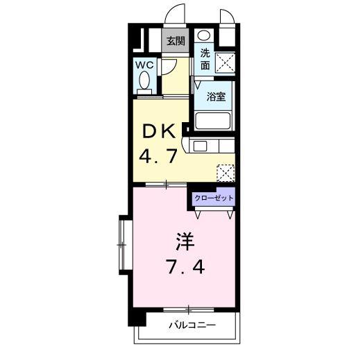 ドエルVII(1DK/2階)の間取り写真