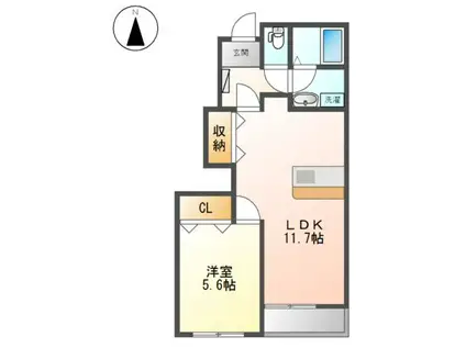 リバーウッドまつ(1LDK/1階)の間取り写真