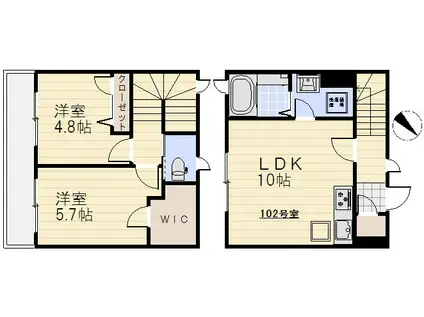 グラビスコート白島(1K/6階)の間取り写真