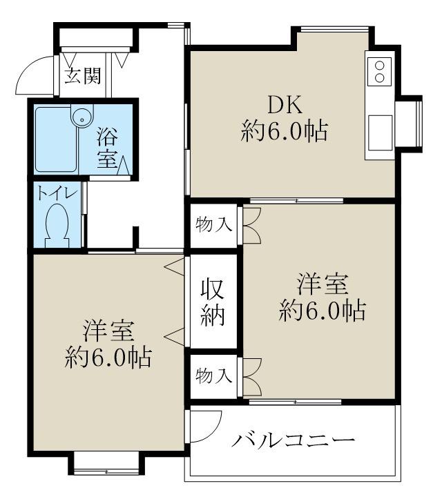 アビタス新和(2DK/1階)の間取り写真