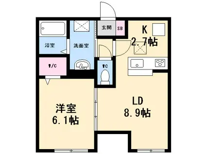 プリオーレリベルタ(1LDK/3階)の間取り写真