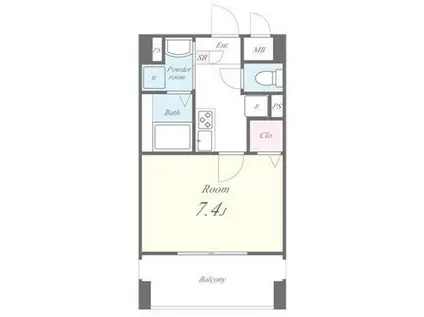 プリム ヴェール蔵前(1K/2階)の間取り写真