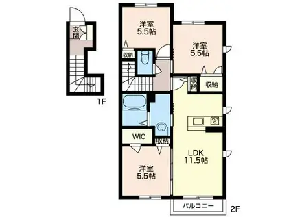 ヴィア・ソーレ(3LDK/2階)の間取り写真