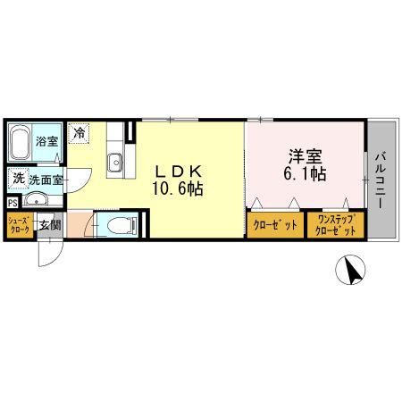 CASA BRISAS PARTE N(1LDK/3階)の間取り写真
