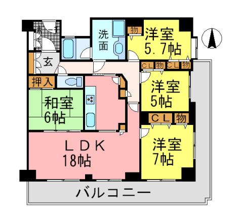 イトーピア苦楽園樋之池町(4LDK/4階)の間取り写真