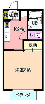 ハイツコスモ(1K/2階)の間取り写真