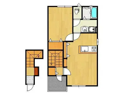 プリムヴェールB棟(1LDK/2階)の間取り写真