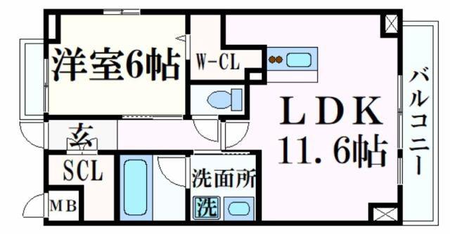 さくら三左衛門堀(1LDK/6階)の間取り写真