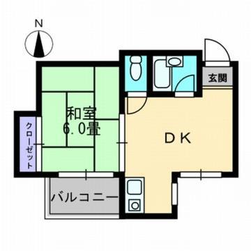 メゾン塩屋(1DK/3階)の間取り写真