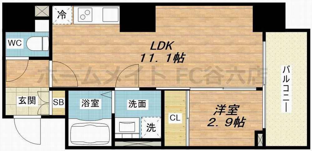MCOURT新町(1LDK/8階)の間取り写真