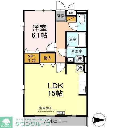 リヴェール星久喜(1LDK/1階)の間取り写真