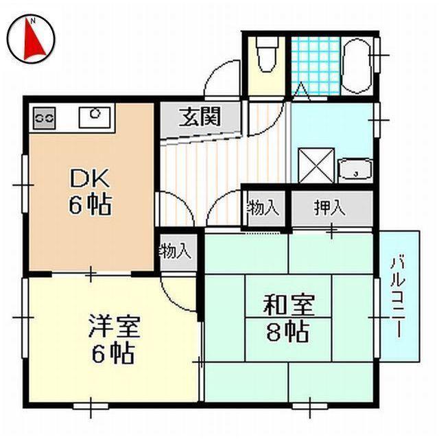 ハイツ葵(2DK/1階)の間取り写真