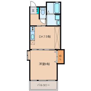 ブランヴェール(1DK/1階)の間取り写真