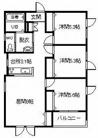 NEW RELA1・22(3LDK/1階)の間取り写真