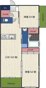 VANCOUVER1108覚王山(2LDK/2階)の間取り写真