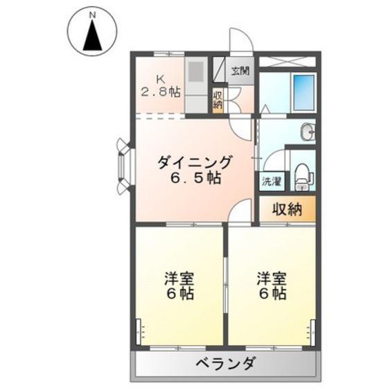 サンライズ1番館(2DK/3階)の間取り写真