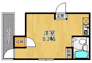 第二モギハイツ(1K/2階)の間取り写真