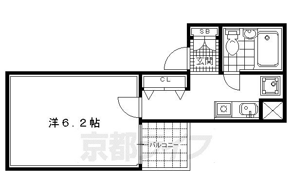 DETOM‐1烏丸鞍馬口パートII(1K/2階)の間取り写真