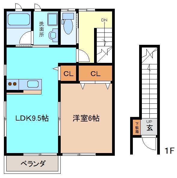 ロワイヤル・エポII(1LDK/2階)の間取り写真
