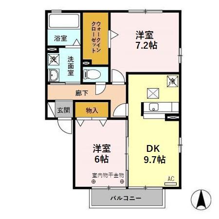 グレイスフルFA(2DK/1階)の間取り写真