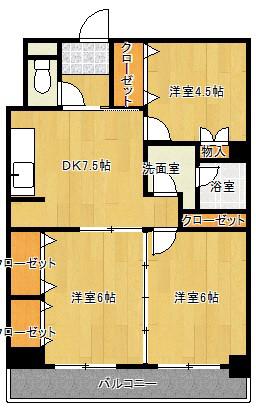 セントラル鍋島(3DK/2階)の間取り写真