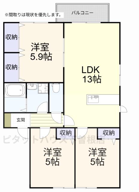 グリーンフィールド曽根  D棟(3LDK/2階)の間取り写真
