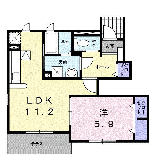 グリーンハイツ鷹取III(1LDK/1階)の間取り写真