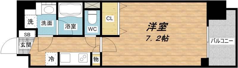 アーバネックス谷町II(1K/10階)の間取り写真