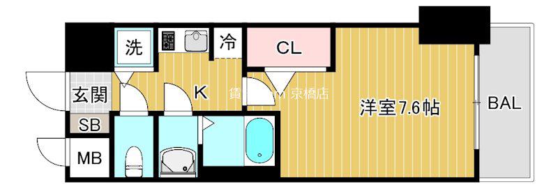 S-RESIDENCE野江(ワンルーム/5階)の間取り写真