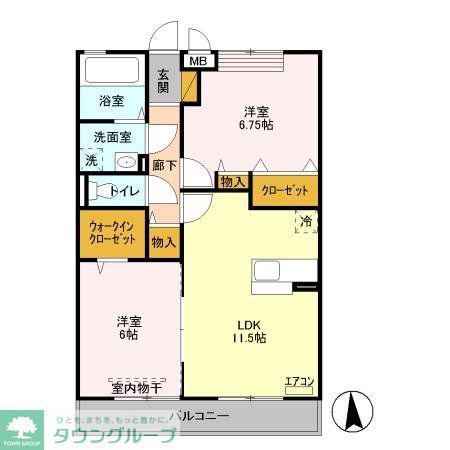 アヴァンタージュII(2LDK/3階)の間取り写真