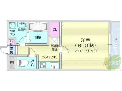 LUXES原町(1K/3階)の間取り写真