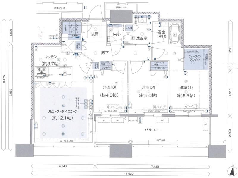 アイランドシティオーシャン&フォレストタ(3LDK/22階)の間取り写真