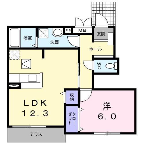 グランツ I(1LDK/1階)の間取り写真