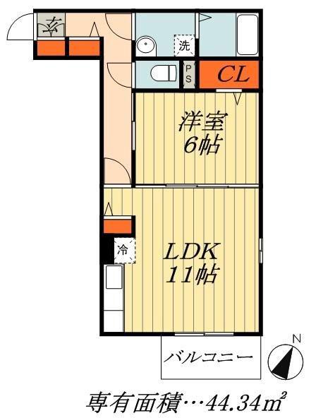ベルデュール(1LDK/2階)の間取り写真