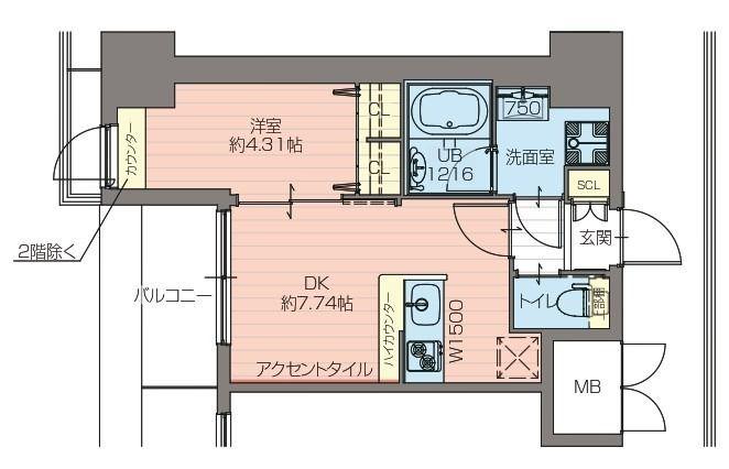 プレジオ難波ASIAN(1DK/11階)の間取り写真