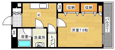 ハビタット351(1K/2階)の間取り写真