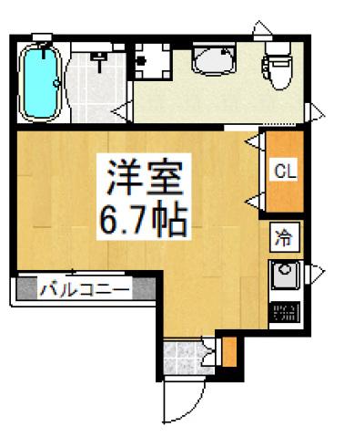 トゥプレ(ワンルーム/2階)の間取り写真