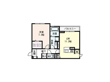 サニープレイス B棟(1LDK/3階)の間取り写真