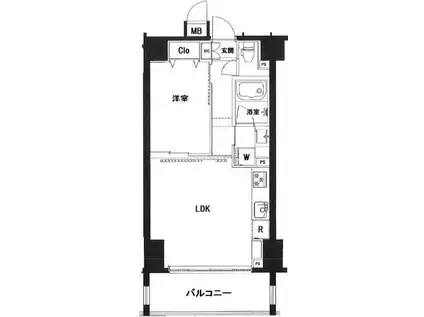 ZOOM日本橋浜町(1LDK/2階)の間取り写真