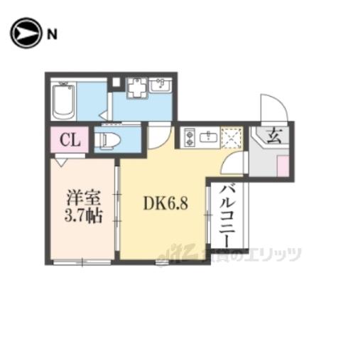 MAGNOLIA東寺(1DK/2階)の間取り写真