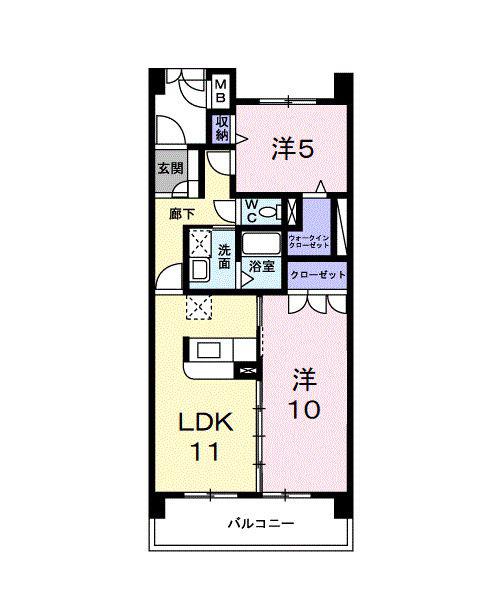 エクセレント・ヴィラ(2LDK/5階)の間取り写真