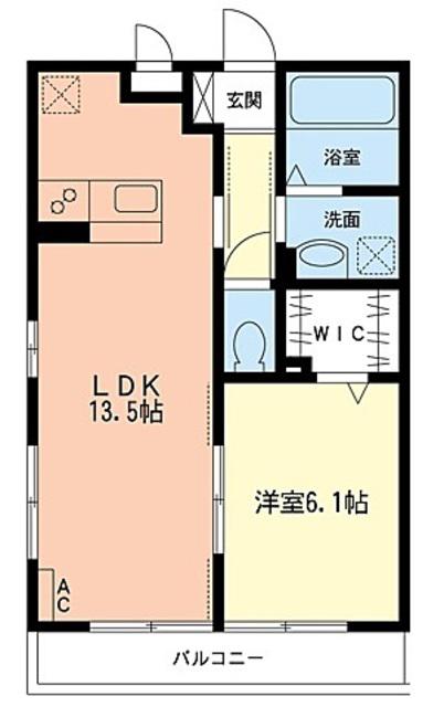 レコルトB(1LDK/1階)の間取り写真