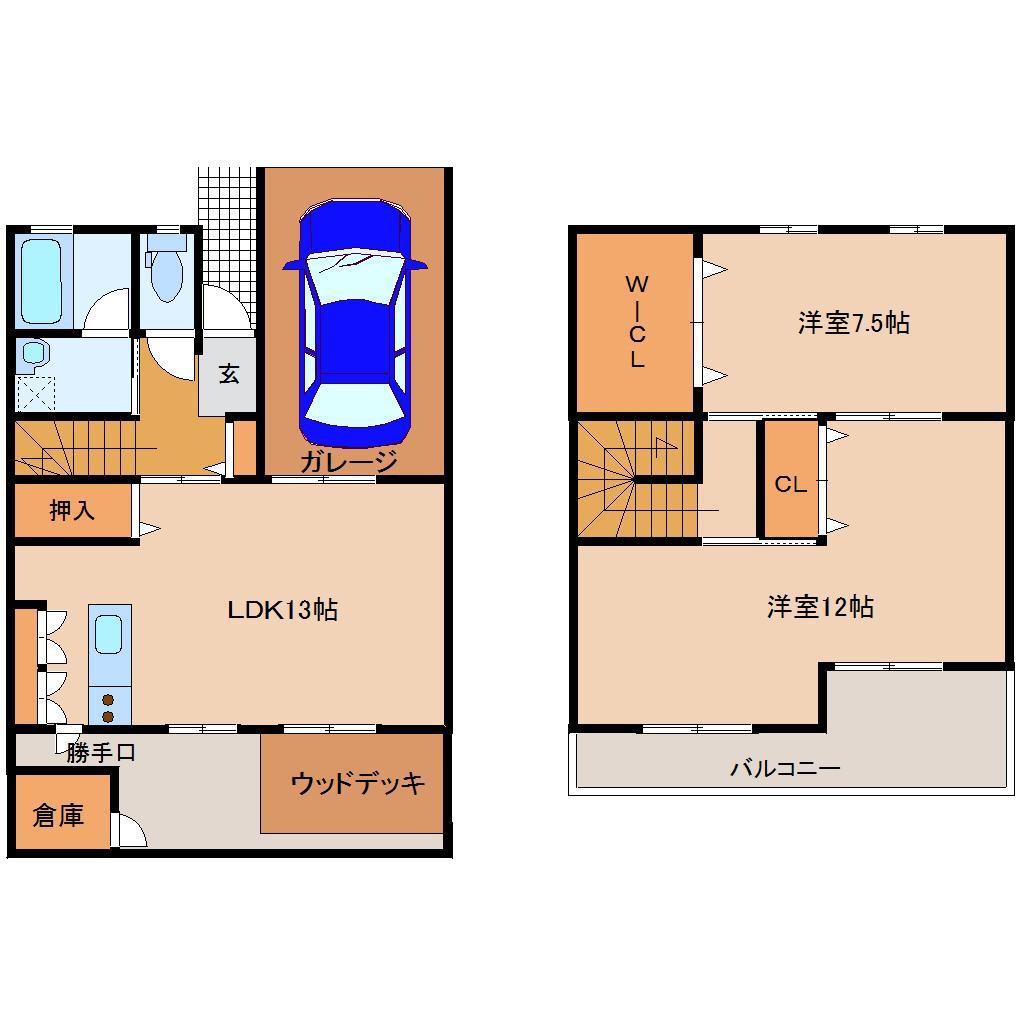 サウンドオブライフ 風のおと(2LDK/1階)の間取り写真