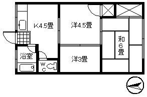 山口アパートB(3K/1階)の間取り写真